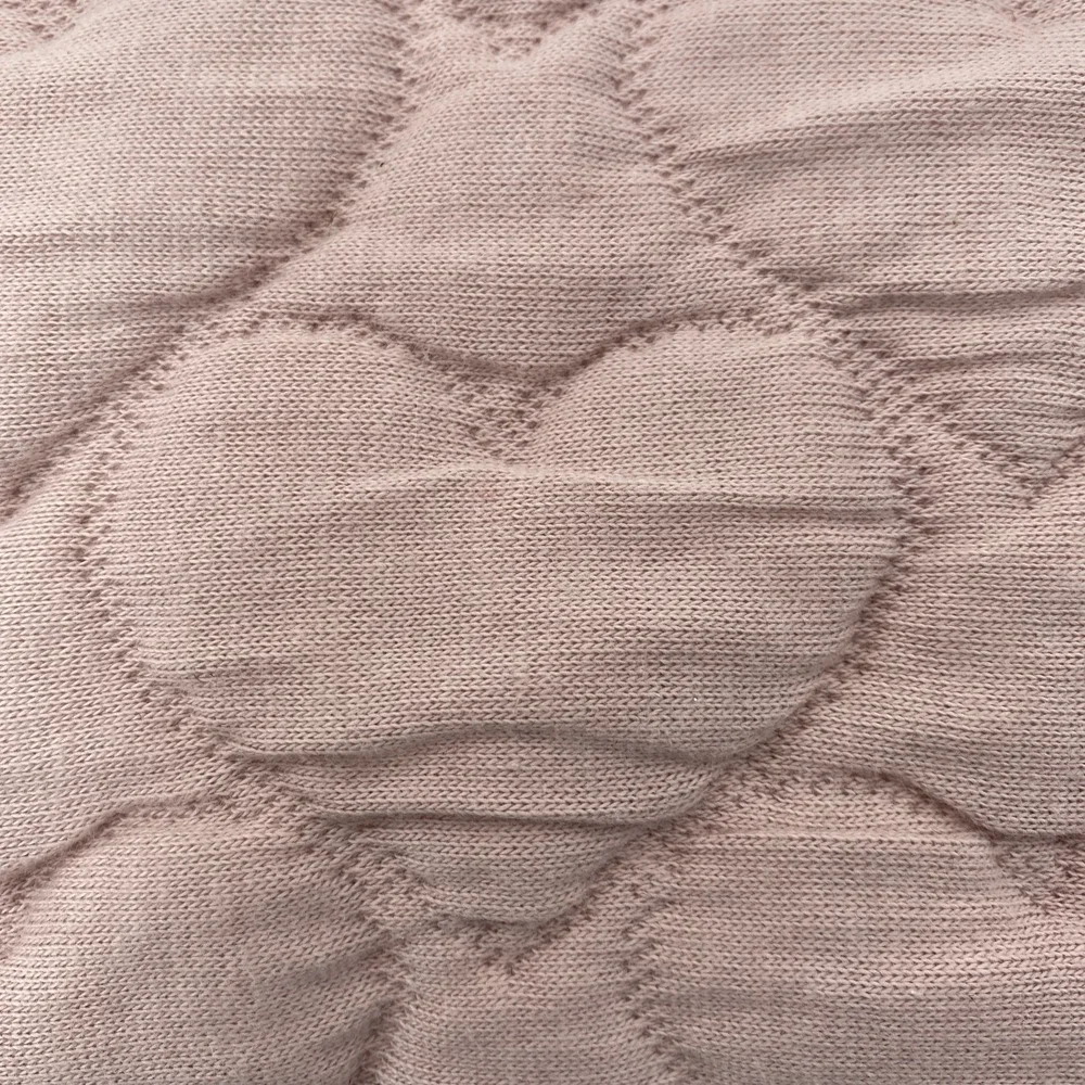 Nicole Miller Quilt FULL/QUEEN Pale Pink Hearts Feminine Jersey Knit 100% Cotton